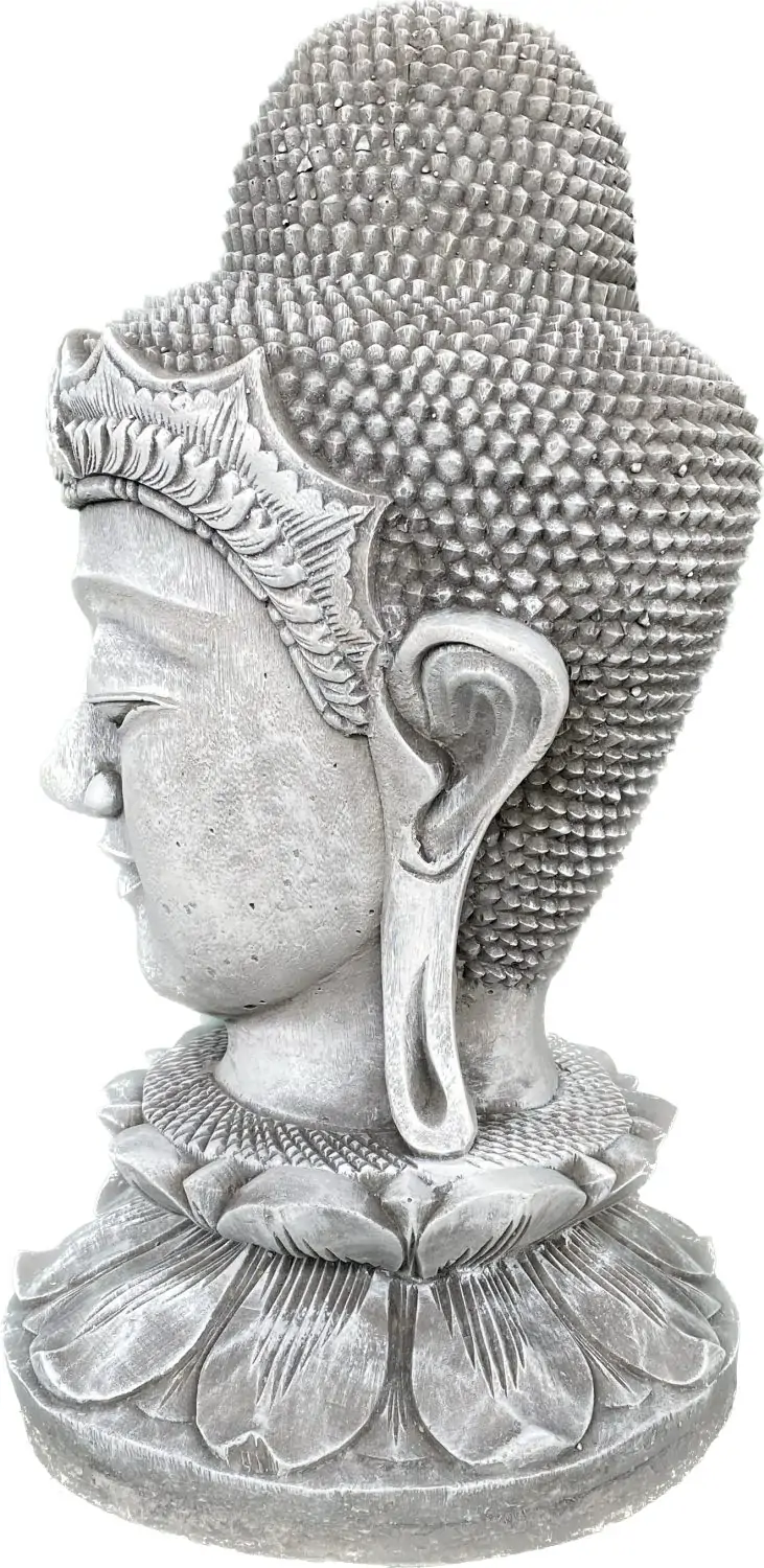 Product image 3 of the product “Champa - Buddha Head on Lotus bud, 50cm H | cast stone ”